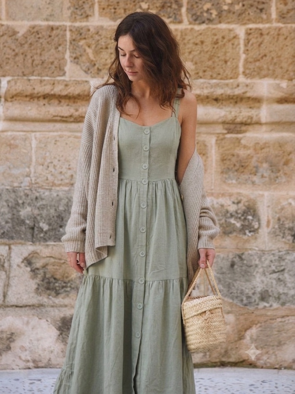 NWT Baltic Børn Sammy Tank Midi Dress - Sage Green - Size M